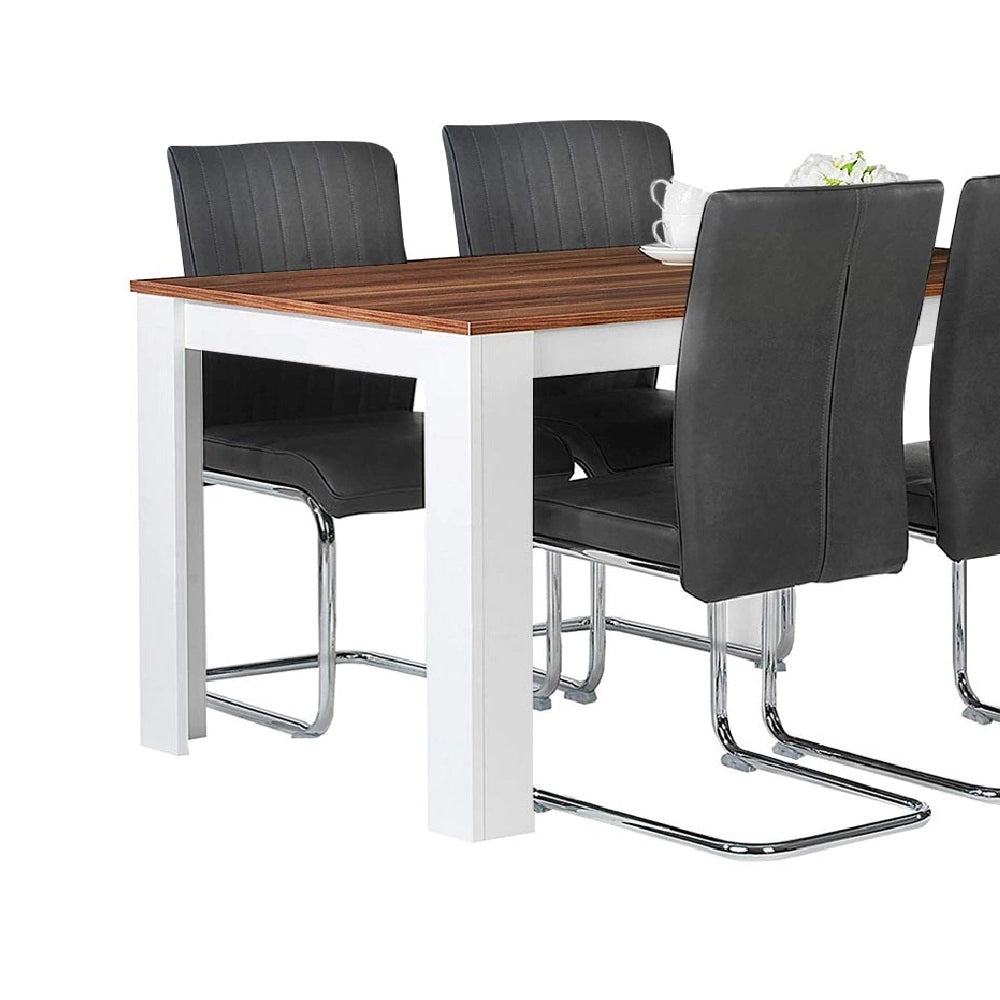 Tavolo per Sala da Pranzo Fisso 120x80 H74cm Bianco e Top 18mm Noce Moderno
