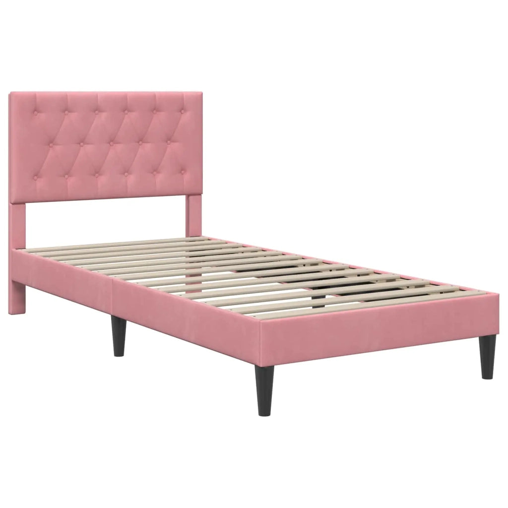 Struttura del letto con testiera-Giroletto Rosa 100 x 200 cm Velluto 958788