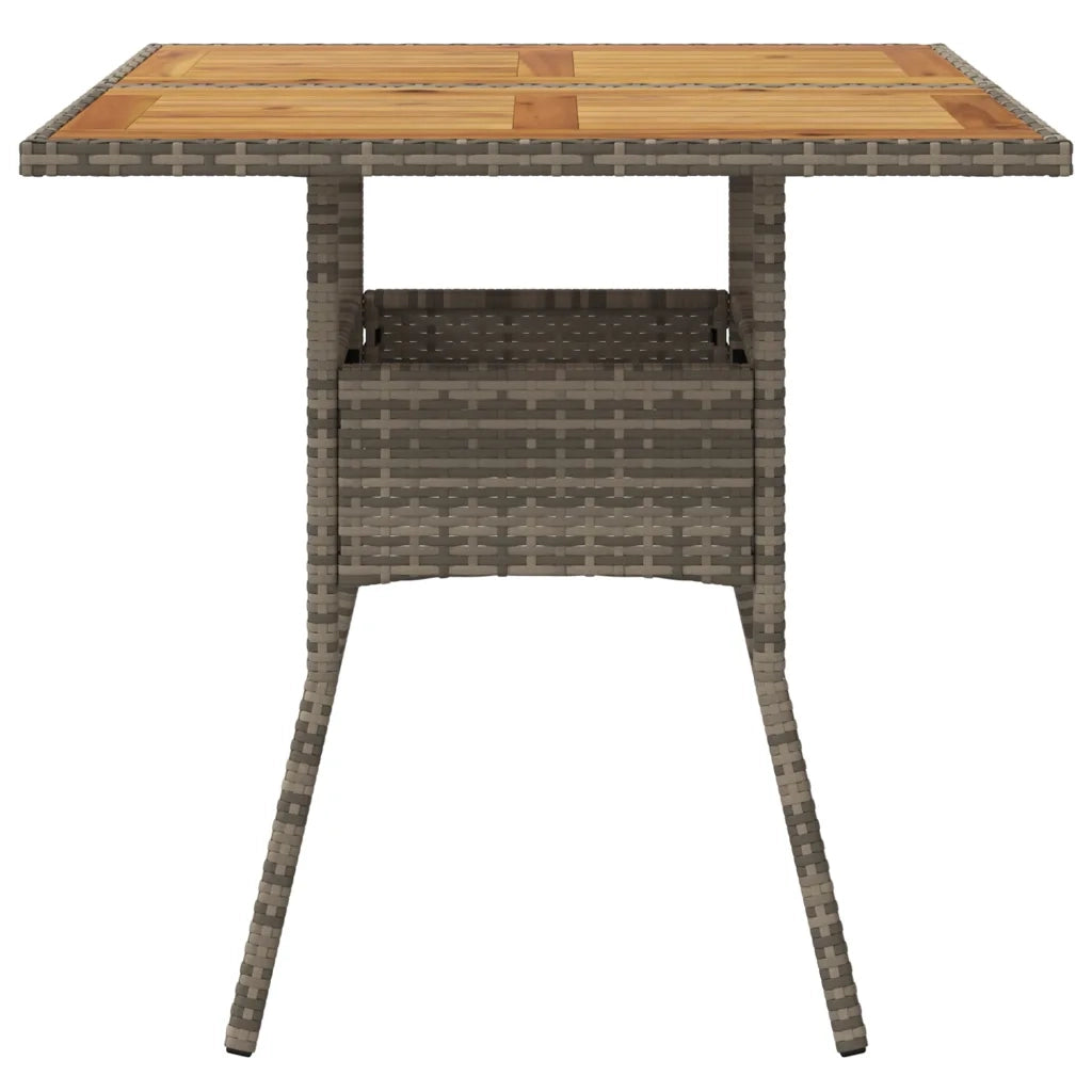 Tavolo Giardino Piano Legno Acacia Grigio 80x80x75cm Polyrattan 365520