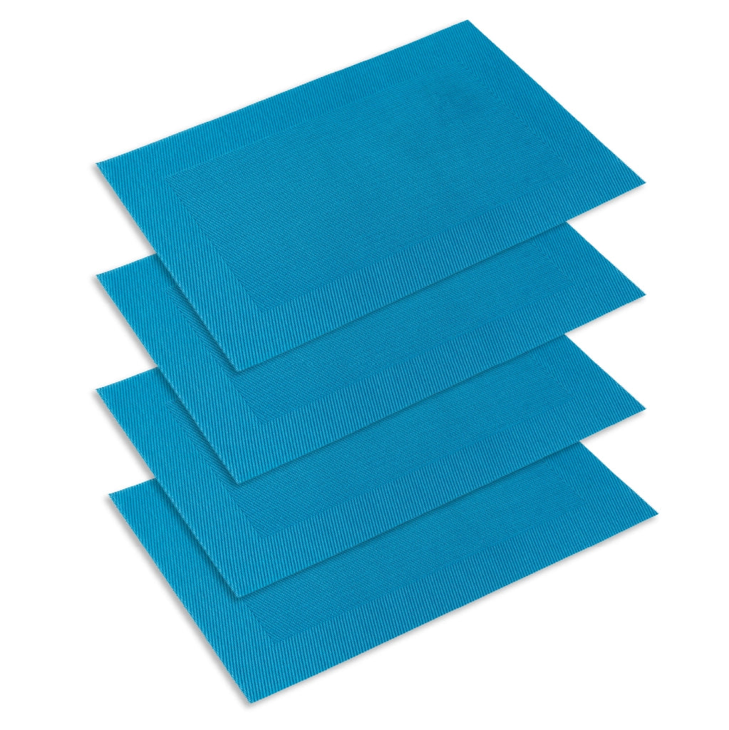 Set 4 Tovagliette Americane 45x30 cm in PVC Intrecciato, Lavabili e Riutilizzabili, Sottopiatto Rettangolare per Tavola Cucina e Sala da Pranzo  Petrolio