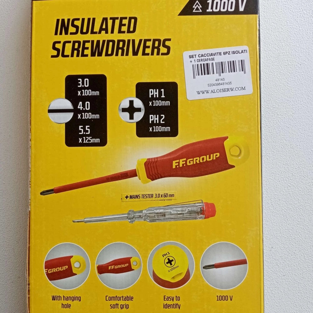 Ff group cacciavite isolato 1000v set da 6pz croce e taglio