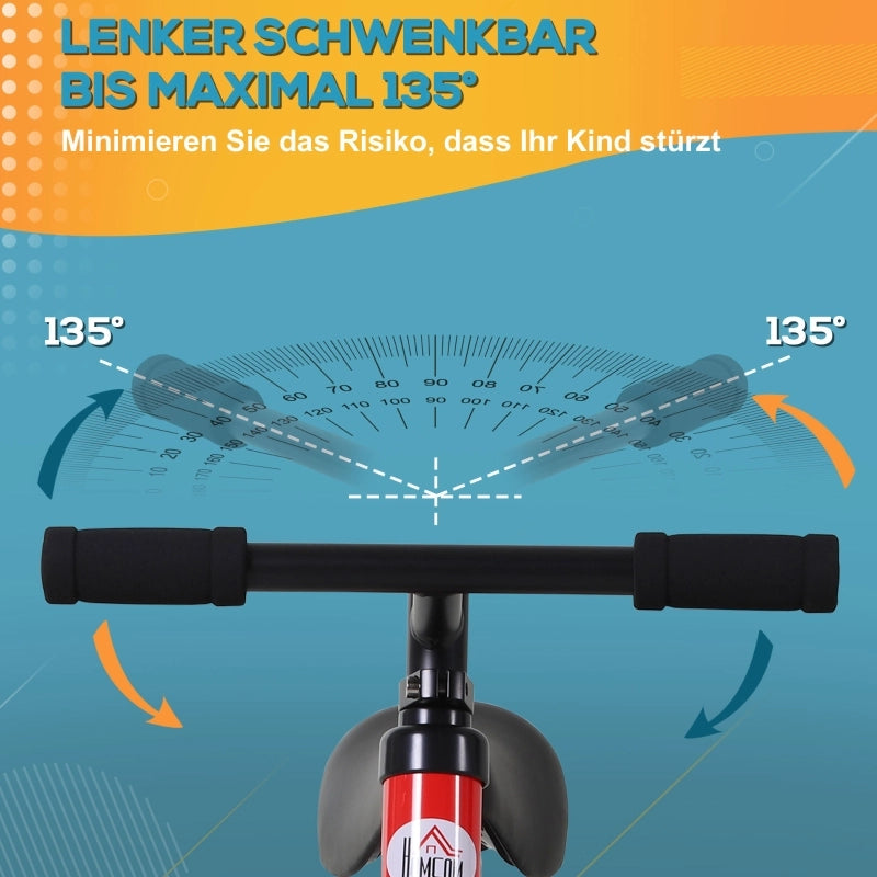 Bicicletta senza pedali per bambini, bici da allenamento, bicicletta per bambini, 2 in 1, bici per bambini con rotelle e pedali, 2-5 anni, altezza
