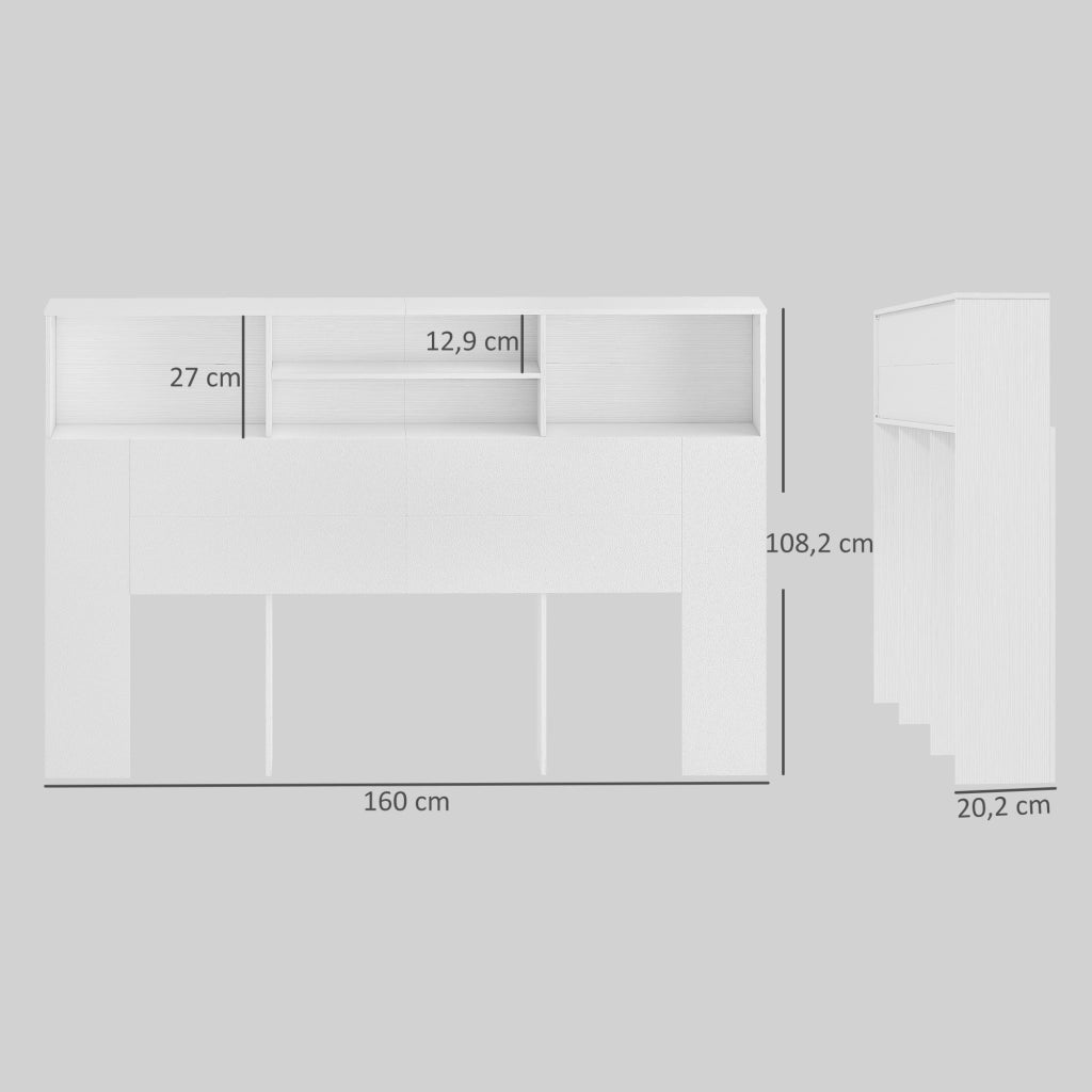 Testiera con contenitore ¨C Xylo ¨C 160x20x108 cm bianco con 4 vani