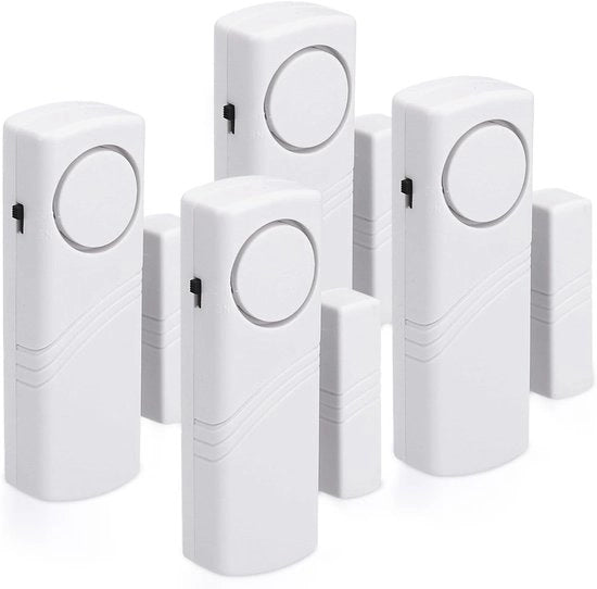 Alarme per porte e finestre 4 canali - Sistema di allarme anti-intrusione senza fili - Allarme di intrusione domestico - Comando magnetico - 100 dB