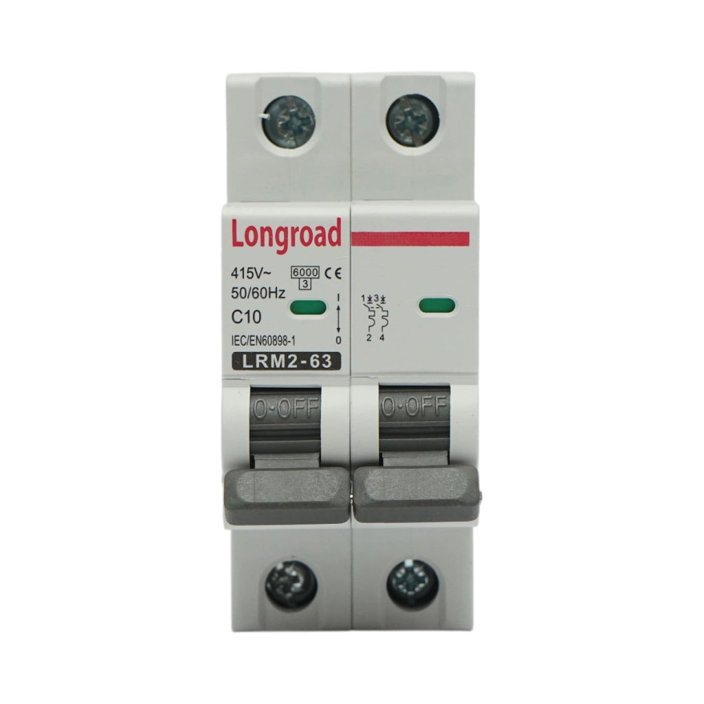 Fusibile automatico MCB 2P 10A 415VAC Longroad