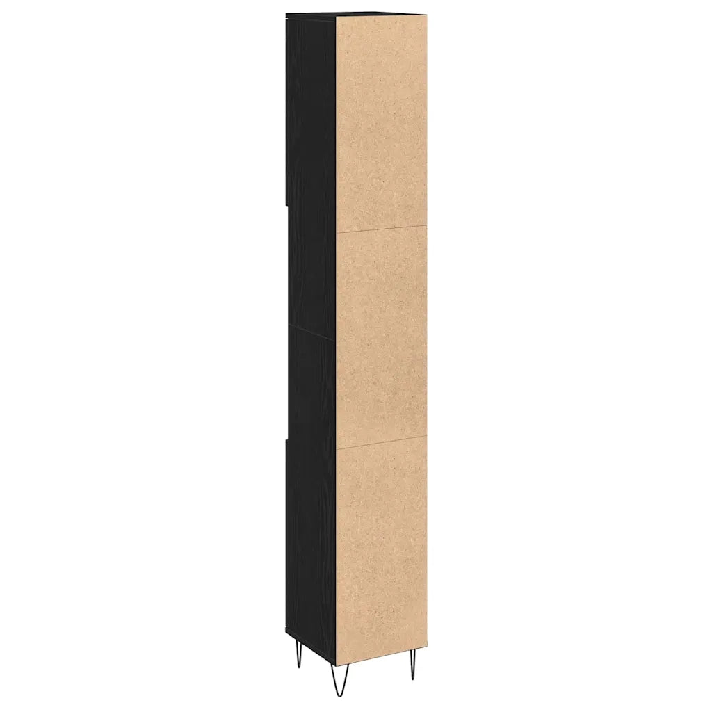 Mobile da Bagno Rovere Nero 30 x 30 x 190 cm Legno multistrato 862882