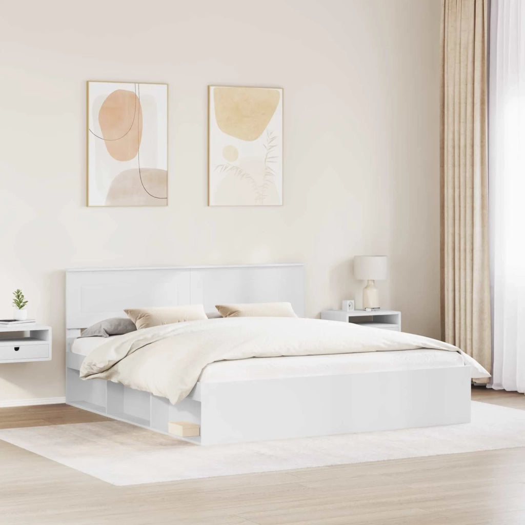 Struttura del letto-Giroletto-Rete del Letto Bianco 200 x 200 cm Legno multistrato 765549