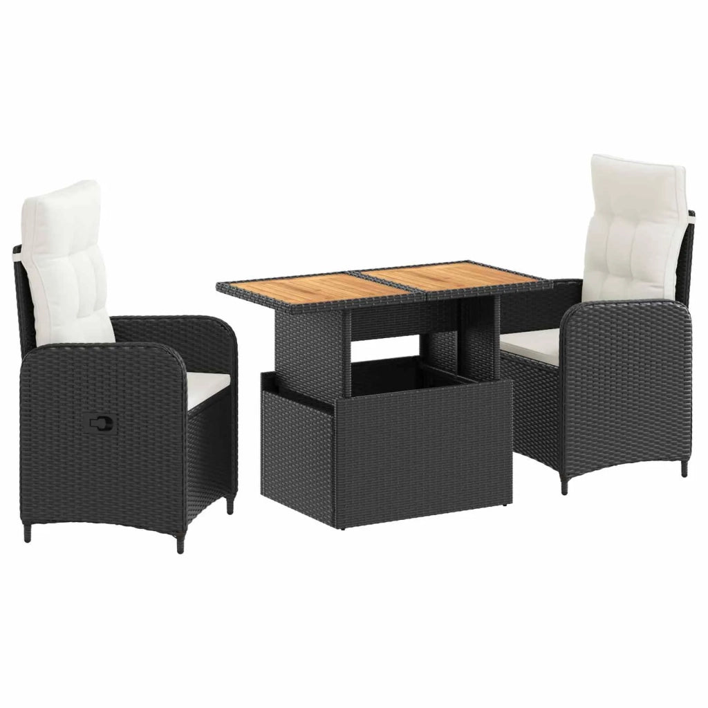 Set da pranzo per esterni 3 pz Nero e Bianco Crema 3422408