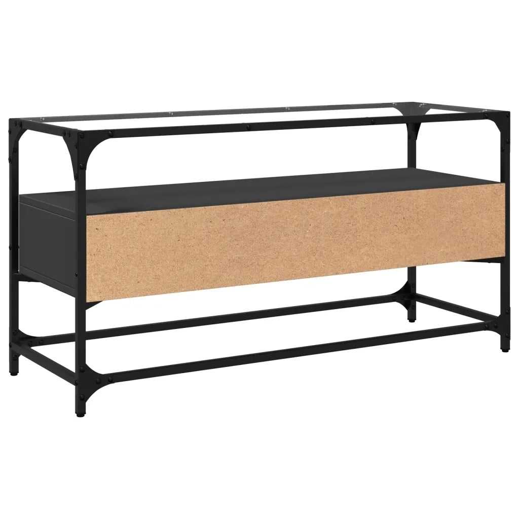 Mobile TV con Piano-Credenza TV-Console TV in Vetro Nero 98x35x51 cm Legno Multistrato