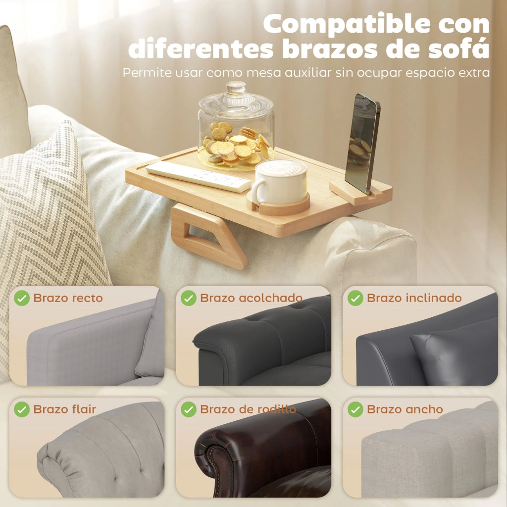 Vassoio per Divano in Bamb¨´ ¨C Minimal ¨C Pieghevole con Portabicchieri
