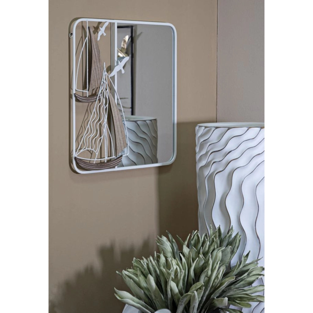 Specchio con Cornice VKH498, Bianco, Metallo, 60x4,4x60 cm