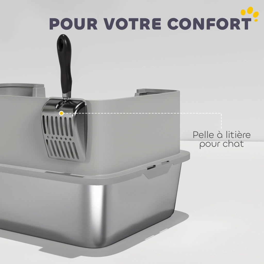 Lettiera per gatti XL in acciaio inox ¨C Xylo ¨C 60,2x40,2x29,5 cm grigio