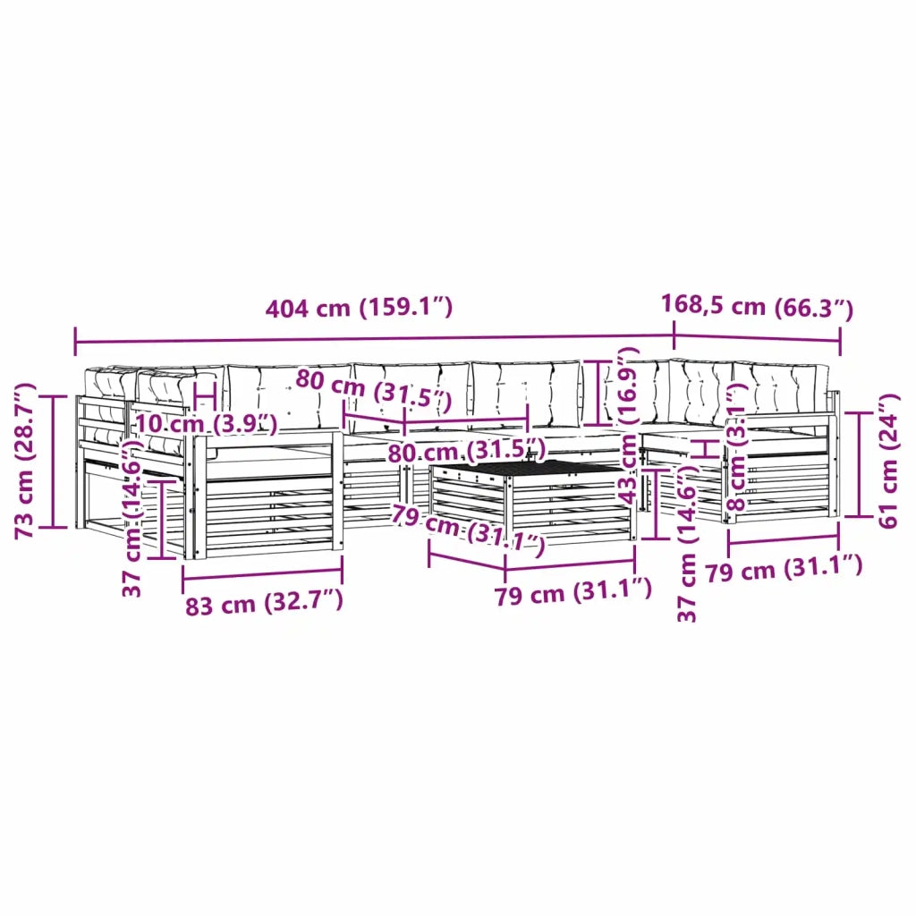 Set di divani da esterno 8 pcs Bianco e Antracite 3390192