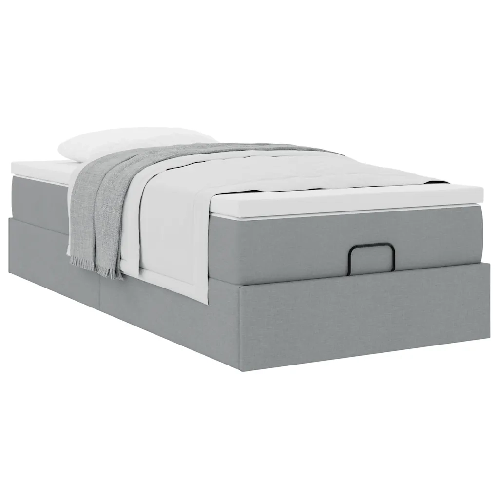Struttura Letto Pouf con Materasso-Giroletto 80x200 cm in Tessuto