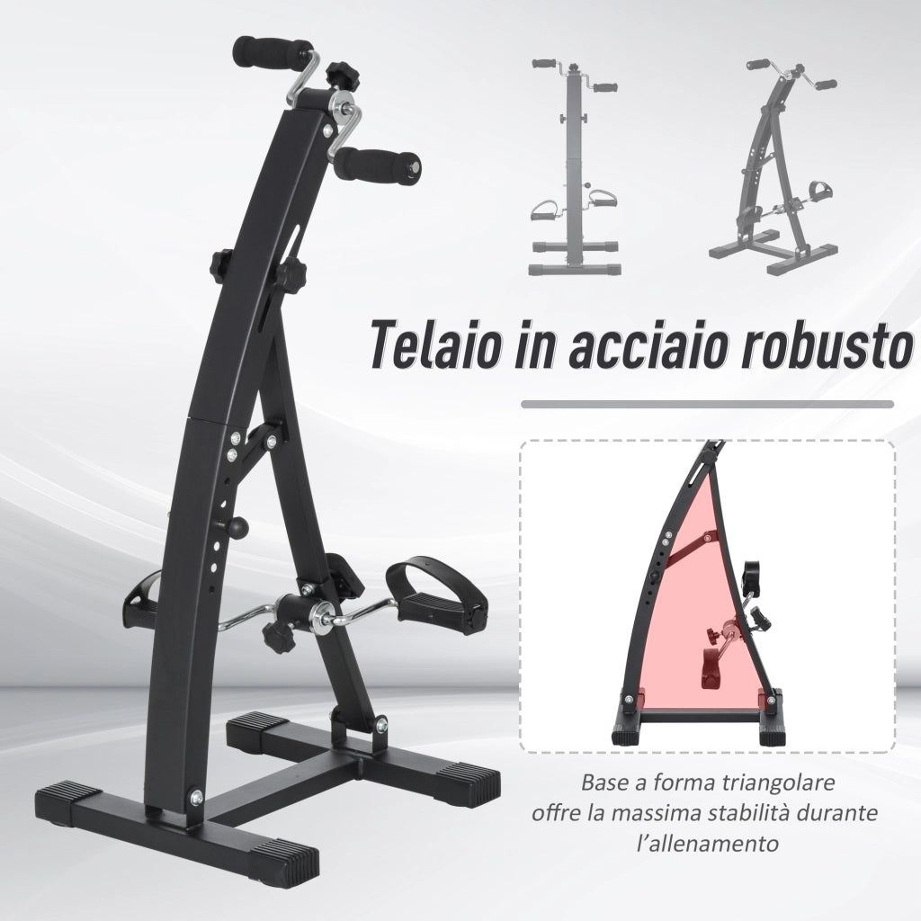 Pedaliera Fitness per Gambe e Braccia ¨C Xylo ¨C Display LED, Altezza Regolabile, 40x42.5x100 cm, Nero