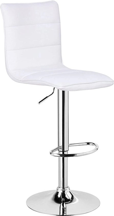 Set di sedie da cucina in alluminio con schienale - 1 sedile e 1 schienale - Regolabile in altezza - Pelle sintetica - Bianco - Set di 2 pezzi