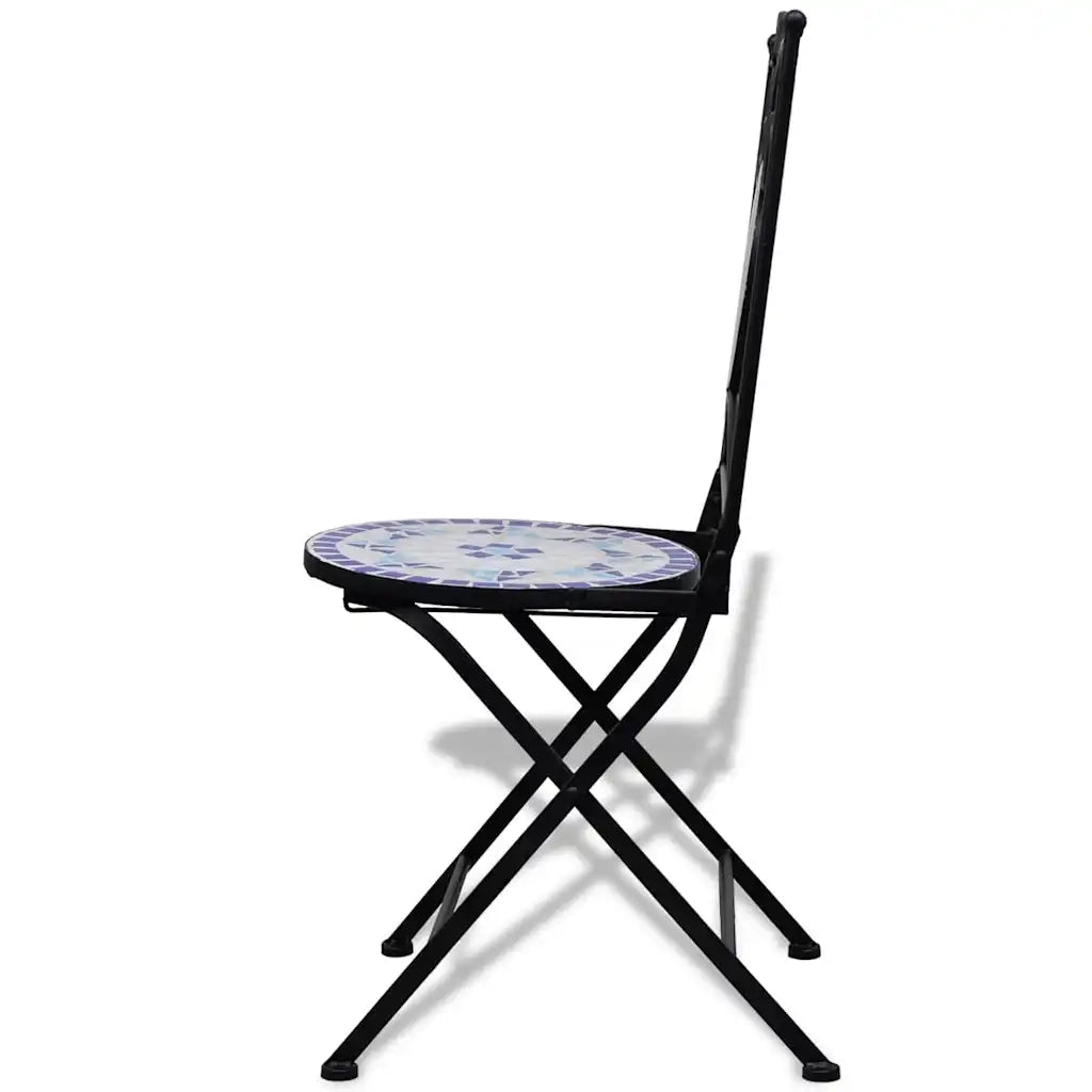 Set da Bistrot 3 pz | Set Salotto da Giardino in Piastrelle di Ceramica Blu e Bianco
