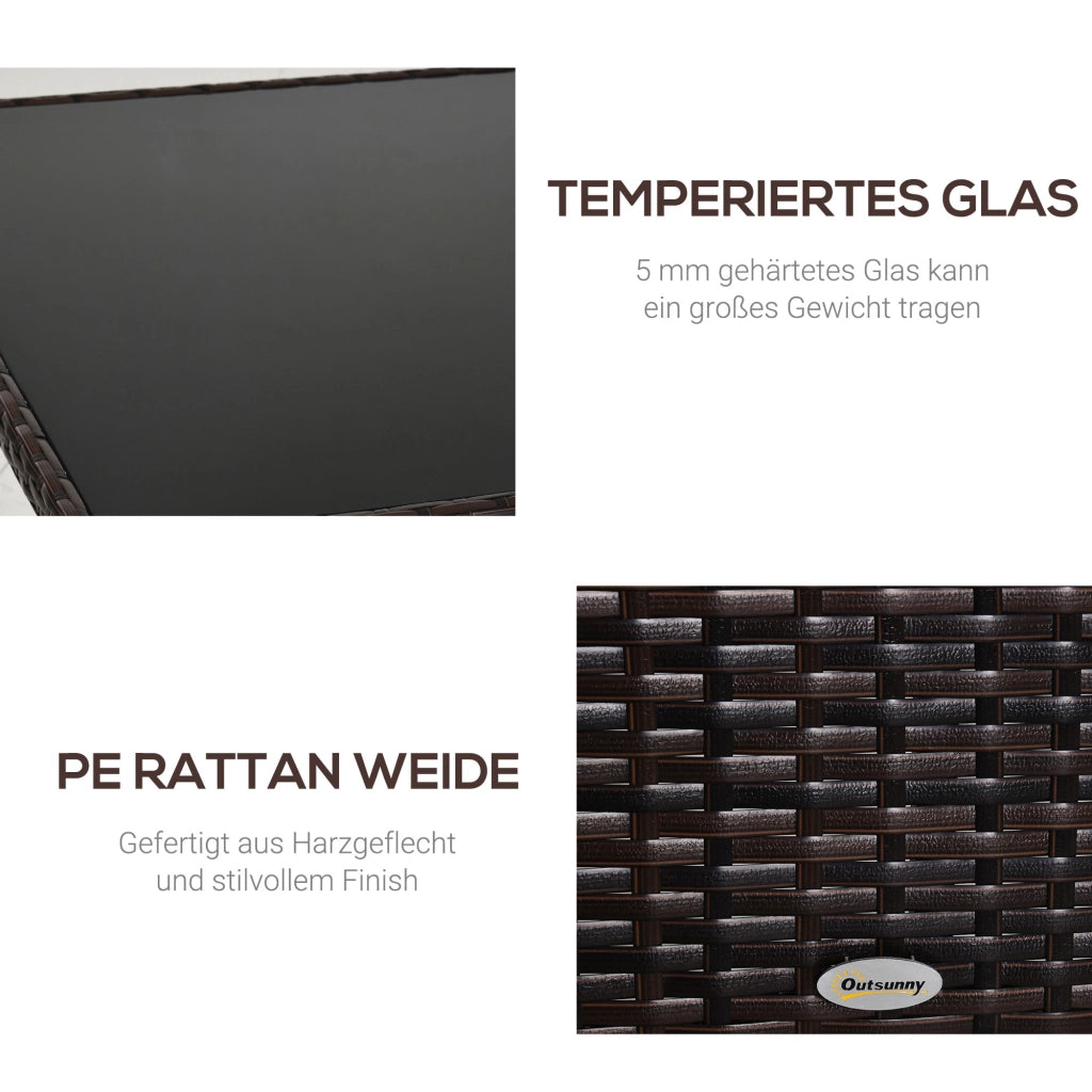 Tavolo da pranzo allungabile ¨C zephmum ¨C Polyrattan marrone, vetro temperato, 150x85x74 cm