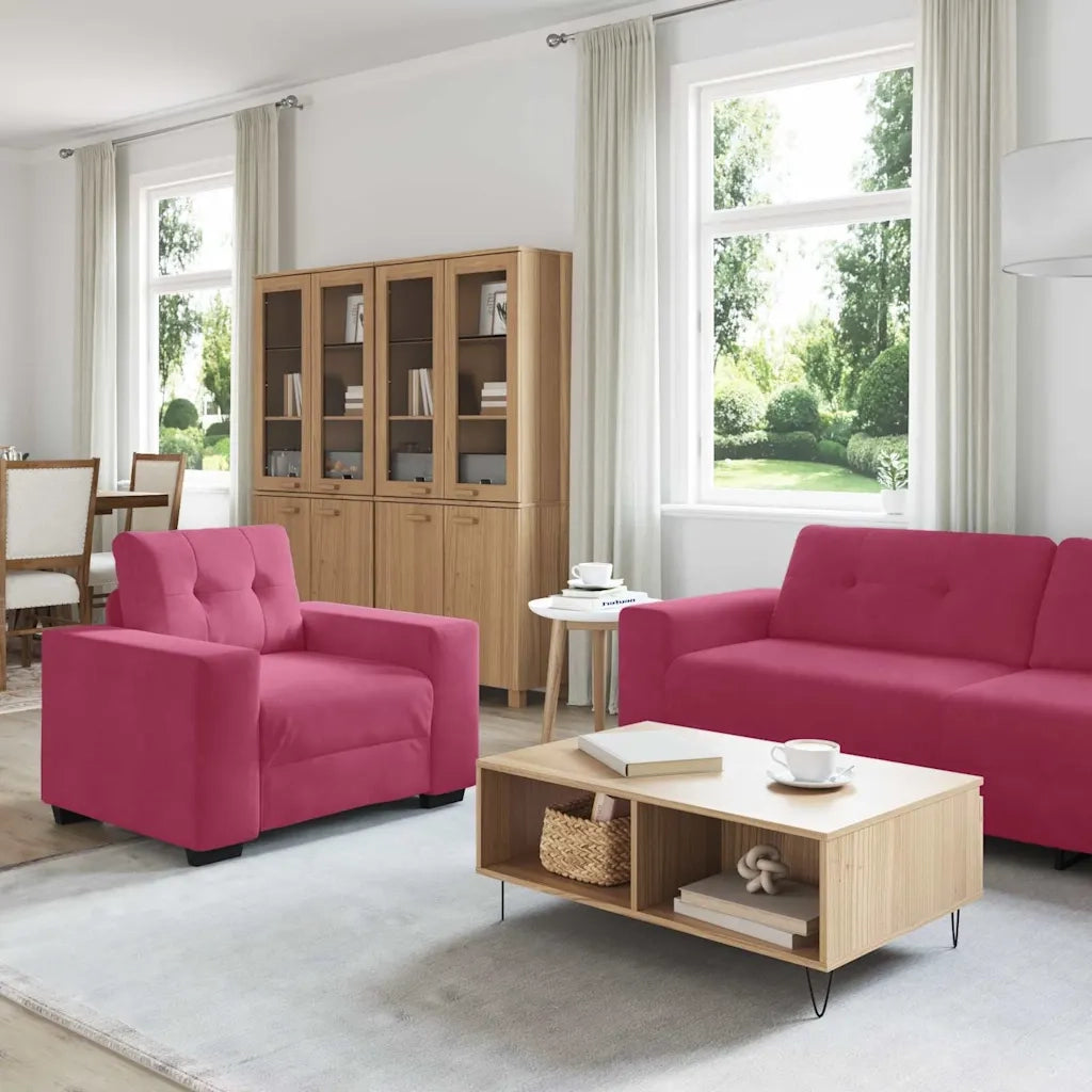 Set di divani 3 pcs Rosso Vento 221 x 80 x 80 cm Velluto 3324643