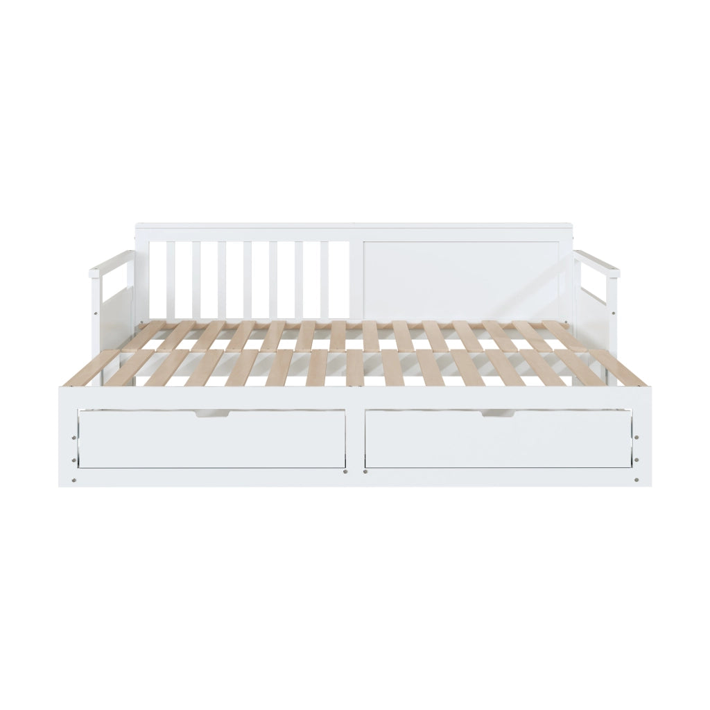 Letto Singolo Estraibile con Cassetti e Rete in Pino ¨C MINIMAL ¨C Bianco 90x190