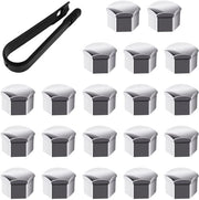 Copricerchione per ruote 17 mm - 20 pezzi - Plastica argentata - Inclusa clip - Resistente alla corrosione - Materiale duraturo - Copricerchione per ruote