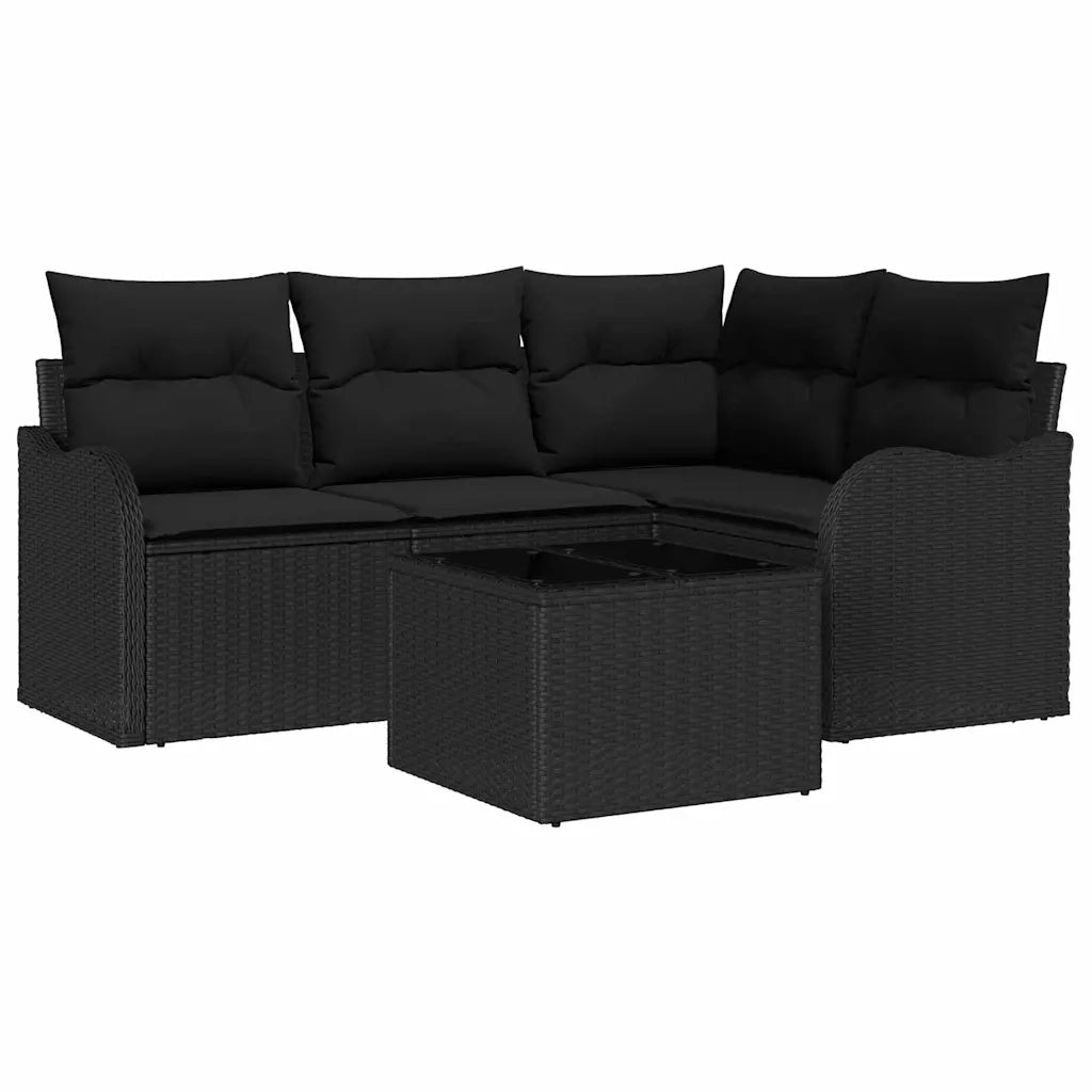 Set Divano da Giardino con archiviazione 5 pcs Beige polyrattan