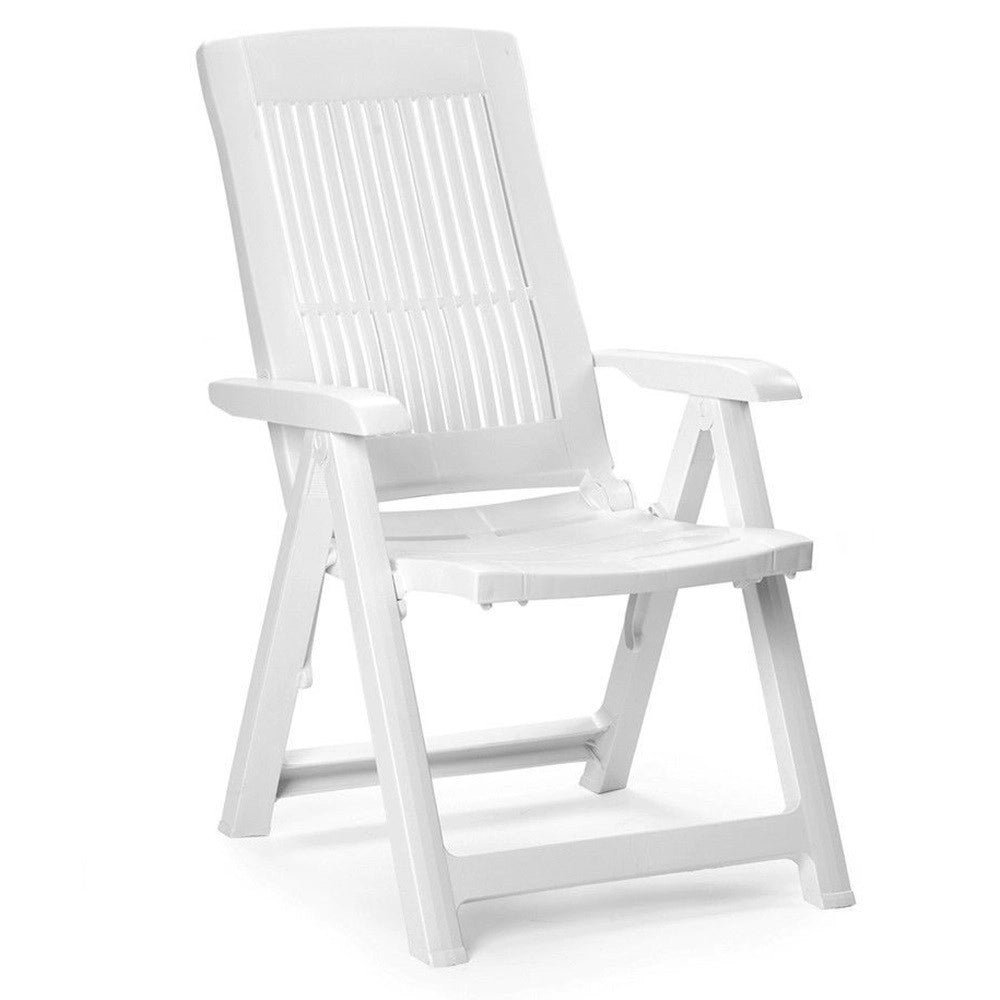 Trade Shop - Sedia Pieghevole Poltrona Bianca Arredo Esterno Da Giardino 60x61x109h Cm 851016 -