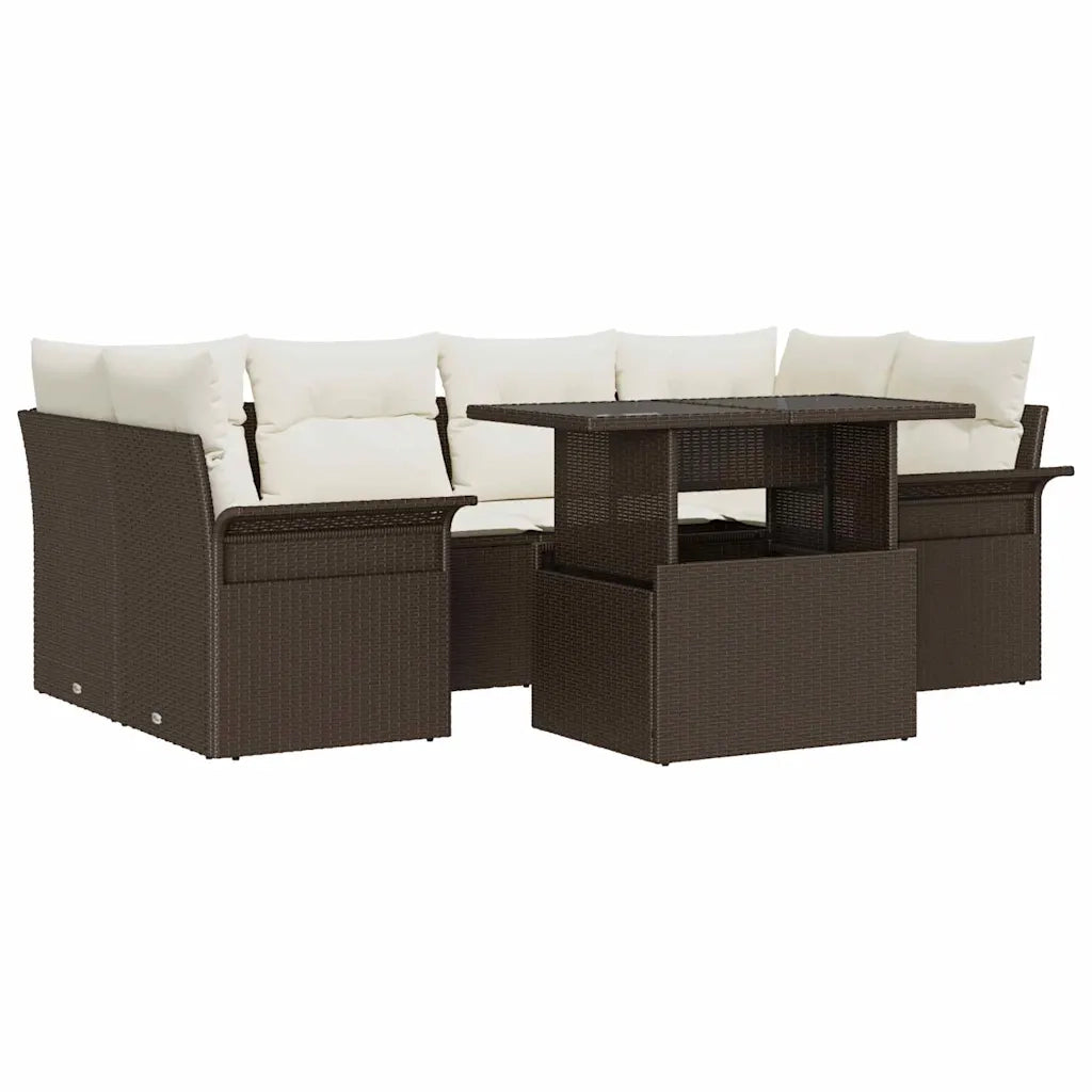 Set Divano da Giardino con cuscino 7 pcs Marrone polyrattan 3348214