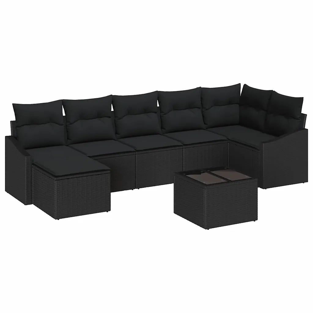 Set di divani con cuscino 8 pcs Nero polyrattan 3346823