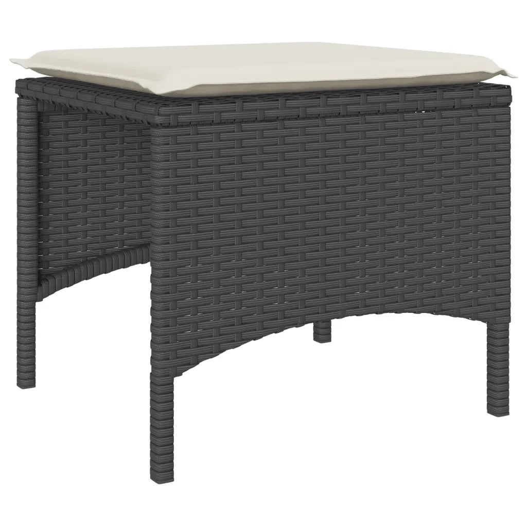 Divano Giardino 2 Posti con Tavolo e Sgabelli Nero Polyrattan 4003890