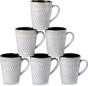 Set di tazze da caffè in ceramica, 6 pezzi, tazze da caffè con manico, 480 ml, set di tazze per caffè, tazze per espresso, tazze per tè grandi, adatto a diverse bevande, beige