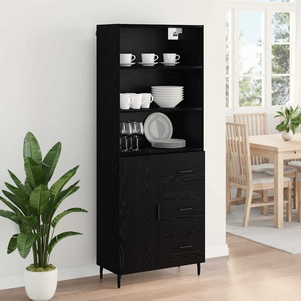 Credenza con cassetto Rovere Nero 69,5 x 34 x 180 cm 3416268