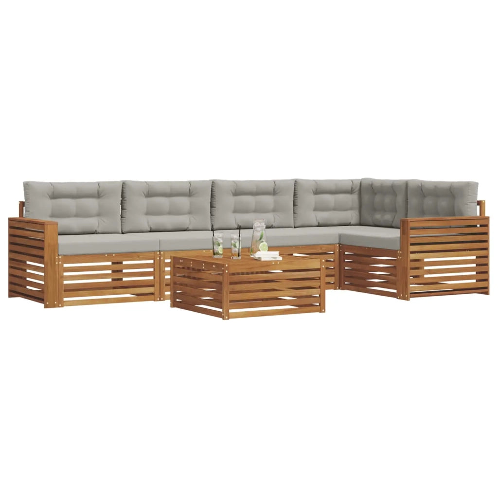Set di divani da esterno 6 pcs Grigio Naturale e Chiaro 3373506