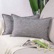 Set di 2 Coprispalliera Decorative in Lino - Soffici e Resistenti 30x50 cm Grigio