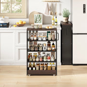 Carrello Portaoggetti Slim con Ruote ¨C Xylo ¨C Nero/Legno, 4 Ripiani, 55x20x85 cm