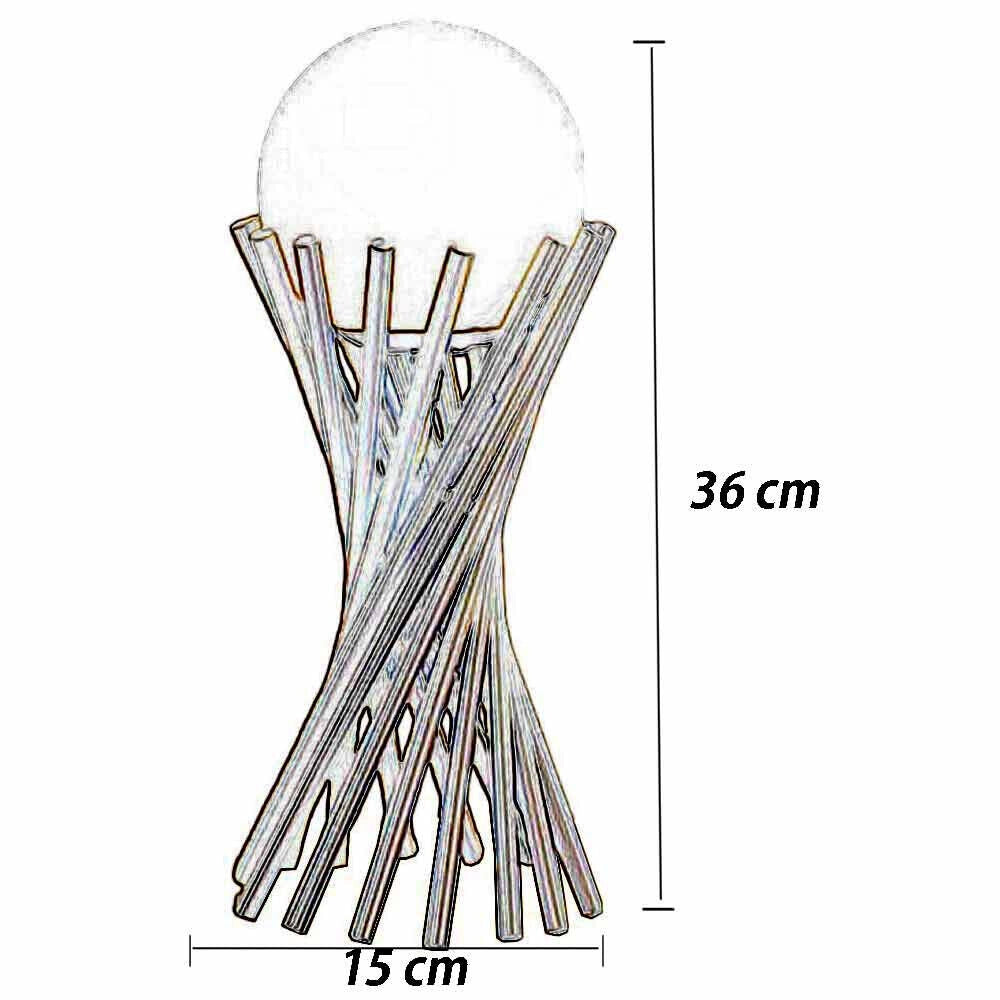 Lampada elegante da tavolo minimalista tubolare lume in metallo bronzo con sfera bianca in vetro G9