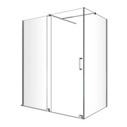 Box Doccia Angolare Con Pannello Fisso Laterale E Porta Frontale Scorrevole Senza Telaio H 200 Cromo Trasparente Cm 70 (68-70) x 130 (126-131)