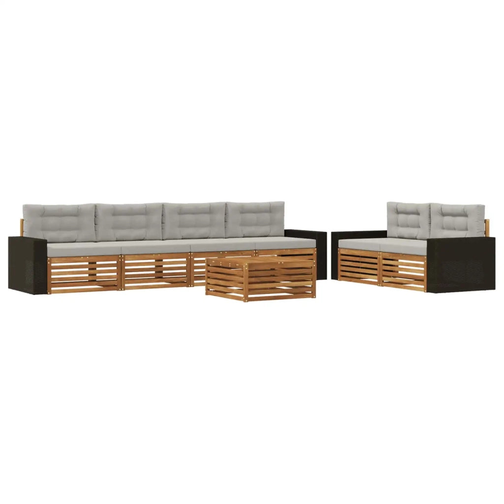 Set di divani da esterno 7 pz Naturale e Grigio Chiaro 3383064