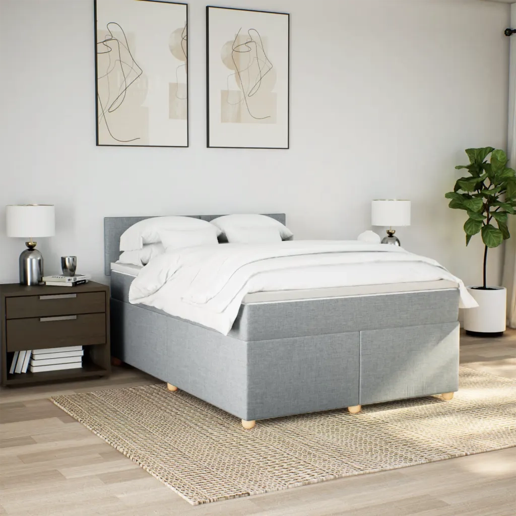 Giroletto a Molle con Materasso Grigio Chiaro 140x190cm Tessuto 3288968