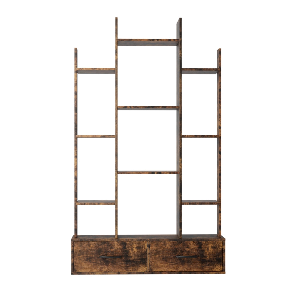 LIBRERIA con 2 cassetti 130,2x34,7x17,2 cm Marrone Metallo e Legno