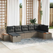 Set Divano da Giardino con cuscino 7 pcs Grigio Poly Rattan