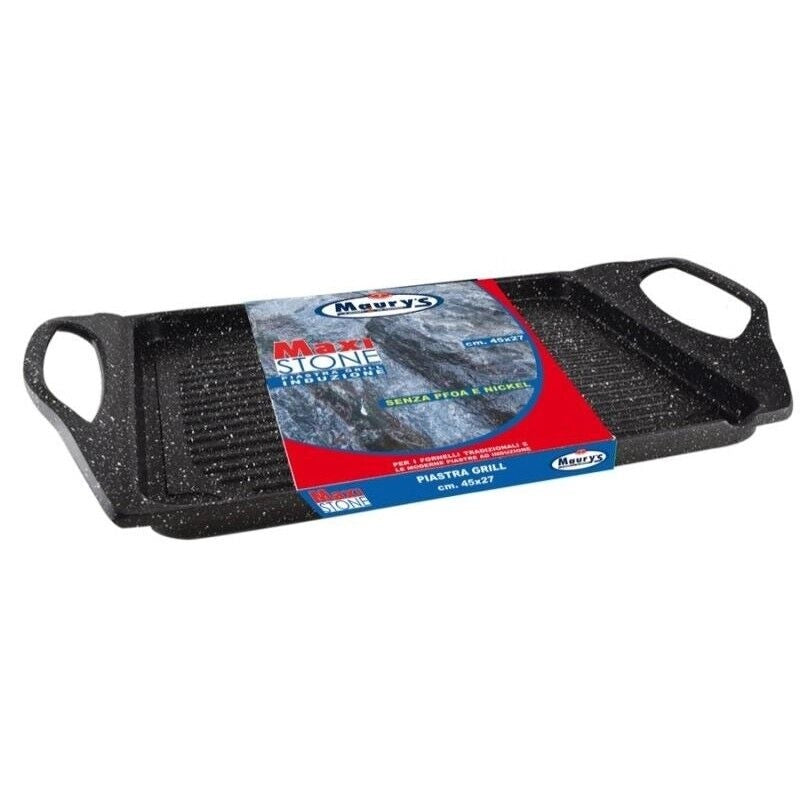 MAURY'S MAXI STONE PIASTRA GRILL 45 X 27CM  PER FONDO A INDUZIONE INDUZIONE
