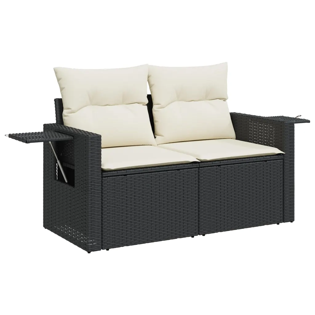 Set Divani da Giardino 11 pz con Cuscini in Polyrattan Nero 3224782