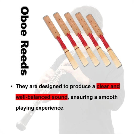 Ottoni per Oboe - 5 Stuks - Manufatti a mano - Duratura - Adatto per Oboe - Lunghezza 72 mm