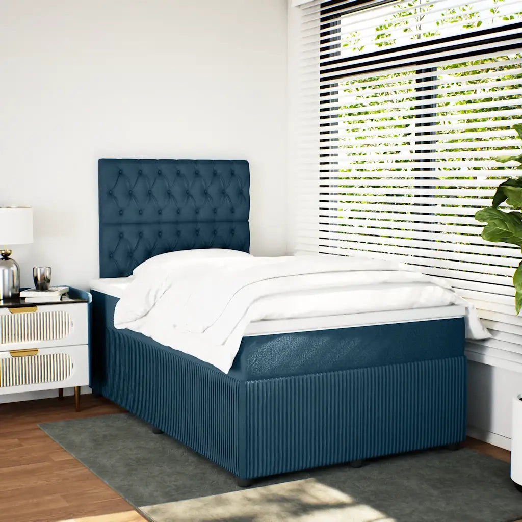 Giroletto a Molle con Materasso Blu 120x190 cm in Velluto 3294596