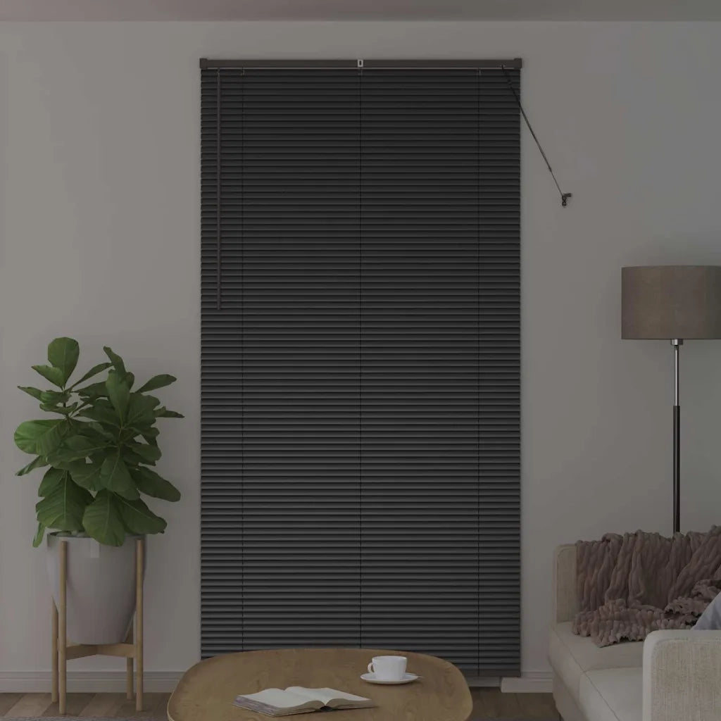 Tendaggi a Veneziana | Tenda a lamelle Nero 220 x 115 cm Alluminio
