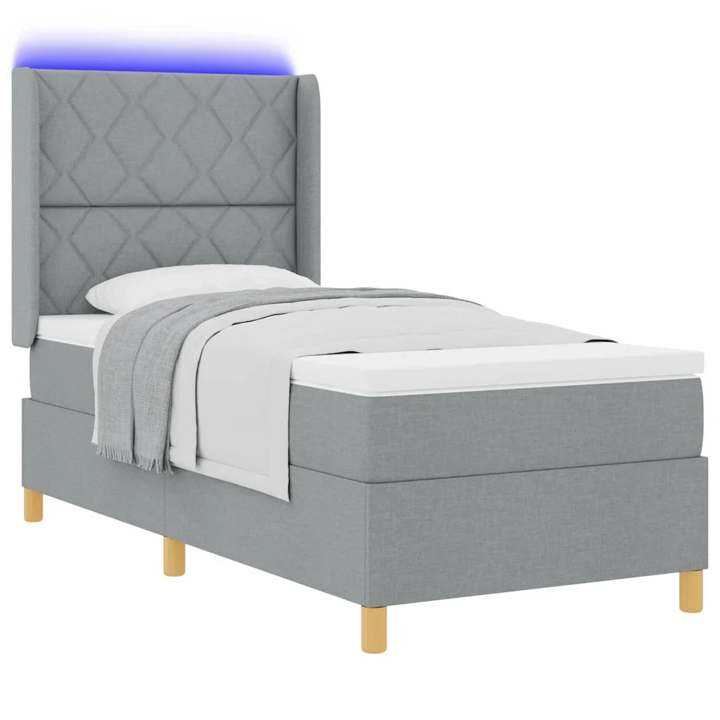 Letto a molle con testiera Grigio chiaro 100 x 200 cm Tessuto 3343742