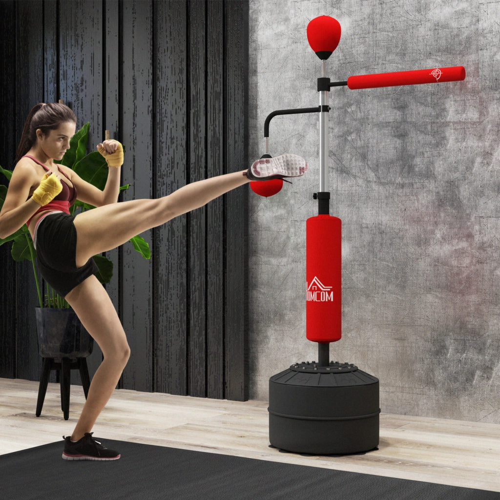 Sacco da boxe regolabile in altezza con base riempibile ¨C Minimal ¨C 88x50x160-230 cm rosso