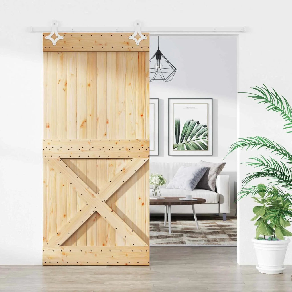 Porta scorrevole Naturale e Bianco 100 x 210 cm 3445118