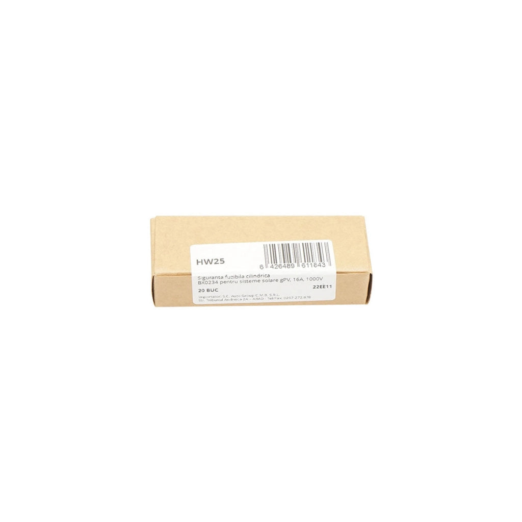Fusibile cilindrico BX0234 per impianti solari gPV, 16A, 1000V Leader